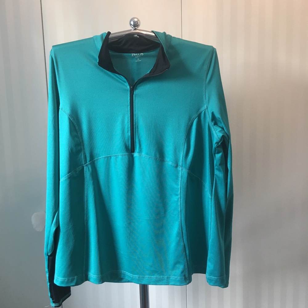 NWOT Zelos green half zip quick dry pullover active top 1X